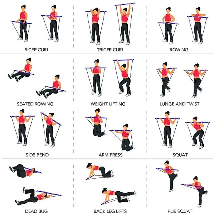 Combinaison de barre de Pilates multifonctionnelle