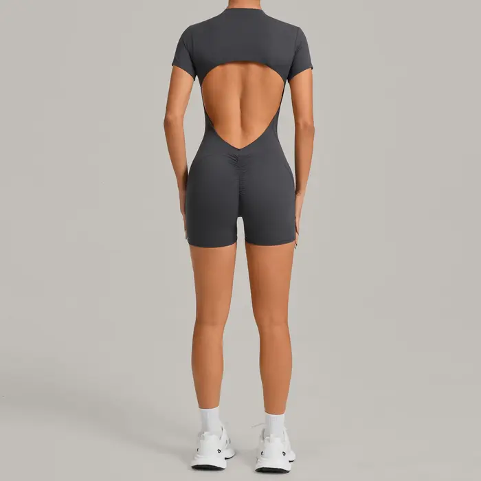 Ensemble de yoga pour femmes Ningyu, combinaison de sport à dos ouvert avec fermeture éclair, combin