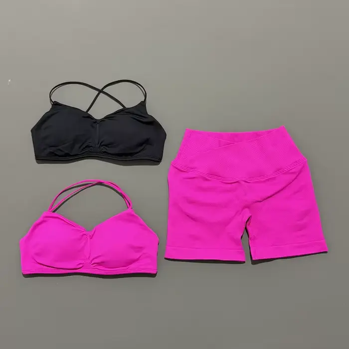 2 pièces Vision ensemble de gymnastique femmes Yoga haut court taille haute Scrunch sans couture Sho