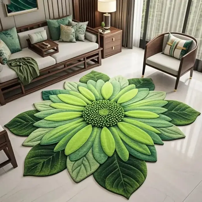 Tapis de sol en forme de tournesol, durable, doux, antidérapant, absorbant, 60x60cm, pour salle de bain, décoration de la maison