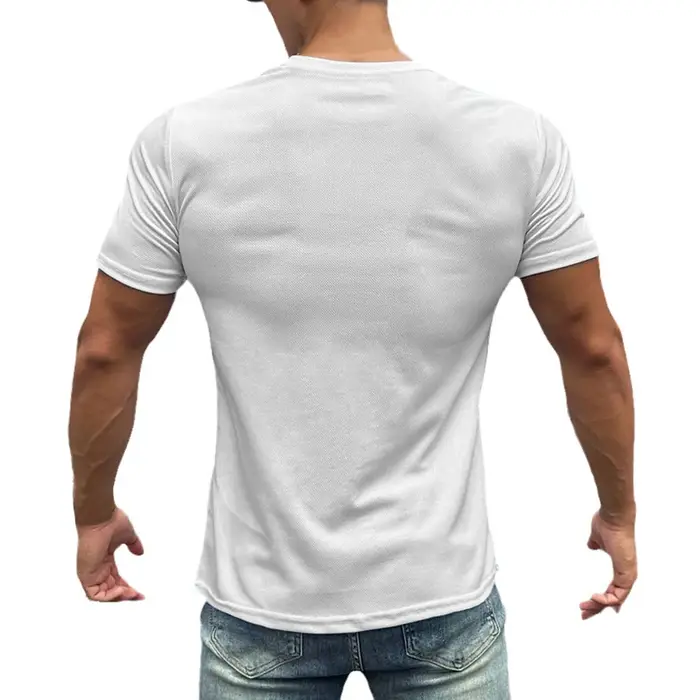 T-shirt à manches courtes et col rond pour homme, vêtement en maille, respirant, séchage rapide, coo