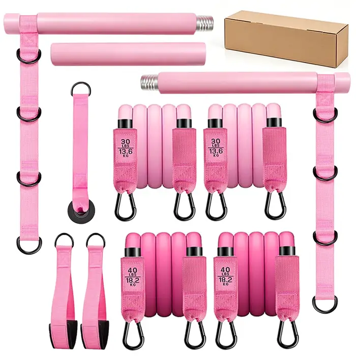 Kit de barre de Pilates multifonctionnel avec bandes de résistance 140lbs pour exercices de fitness