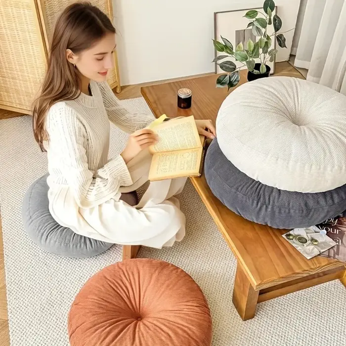 Coussin rond épais, oreiller de yoga de méditation doux et confortable