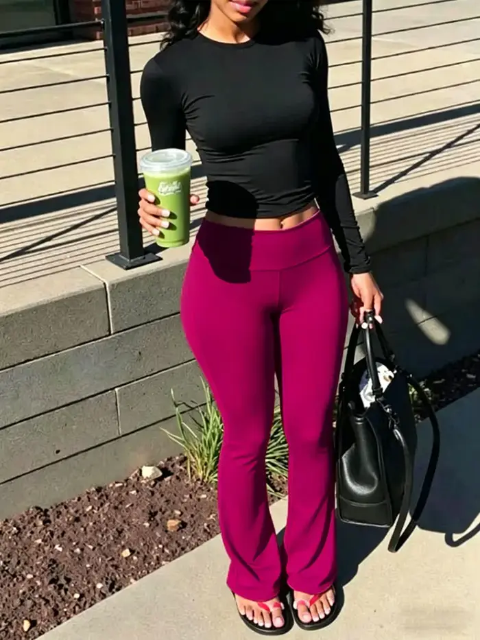 Pantalon de yoga évasé taille haute extensible pour le sport