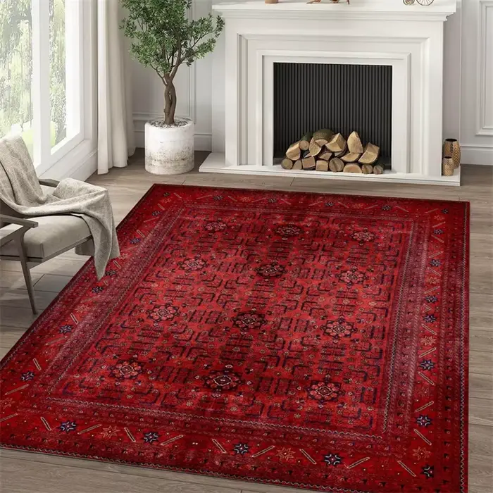 Tapis persans vintage de style oriental pour salon, tapis rouge surdimensionné pour couloir, paillas