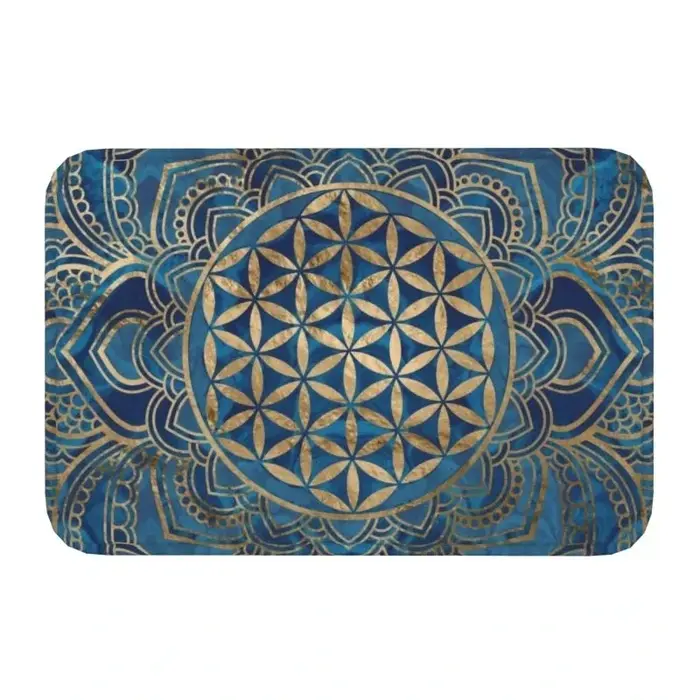 Paillasson d'entrée avec fleur de vie en Lotus, Mandala, géométrie sacrée, méditation, tapis de sall