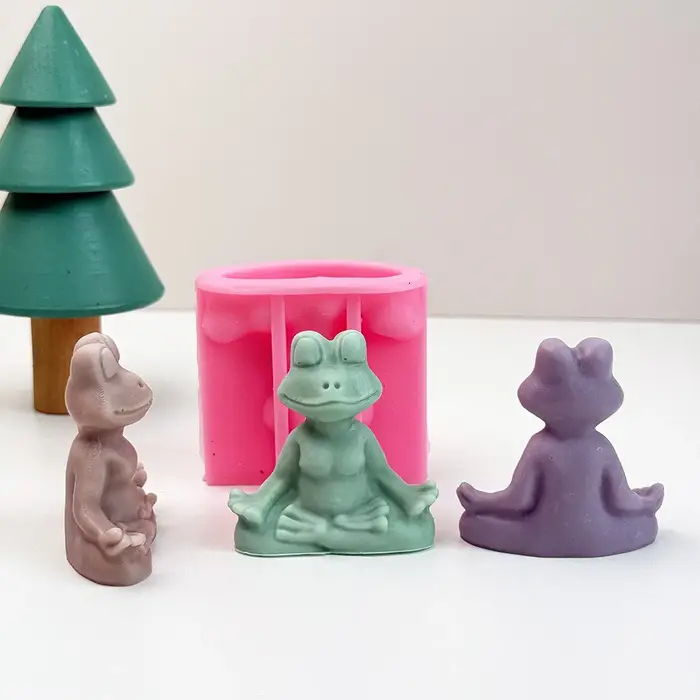 Méditation grenouille bougie Silicone moules bricolage à la main arôme Yoga ornement gypse plâtre moule artisanat Art