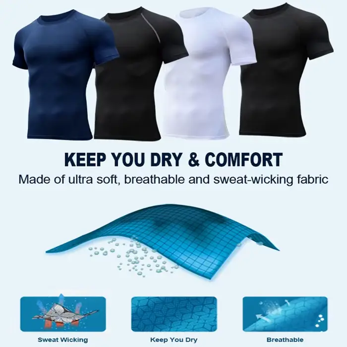 Chemises de Compression pour hommes, t-shirts d'été à manches courtes, T-shirt d'entraînement, de Fi