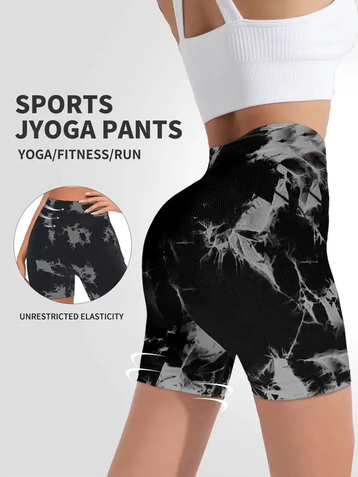 Short de Yoga pour femmes, teinture par nouage, fesses de pêche, pantalon de Fitness en Nylon à séch