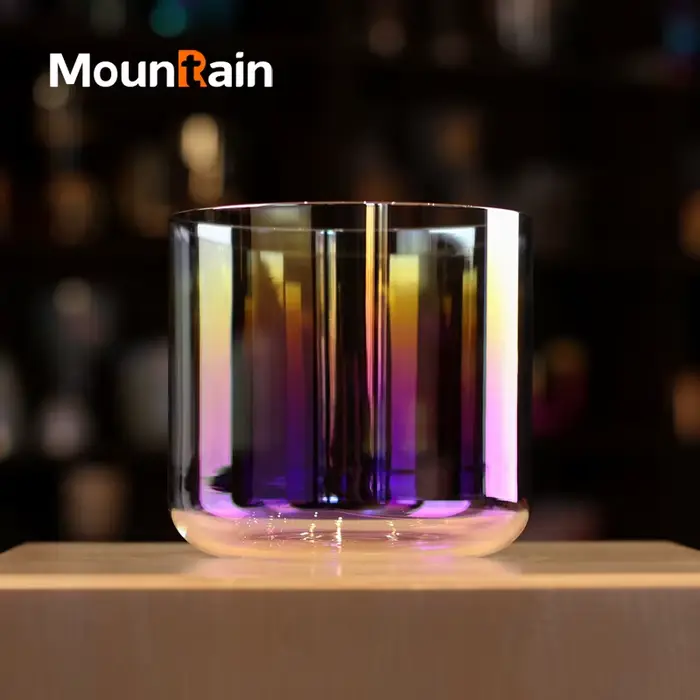 Bol chantant en cristal clair de méditation Muntain Rain Sound de 6 pouces pour la guérison sonore avec maillet en caoutchouc gratuit