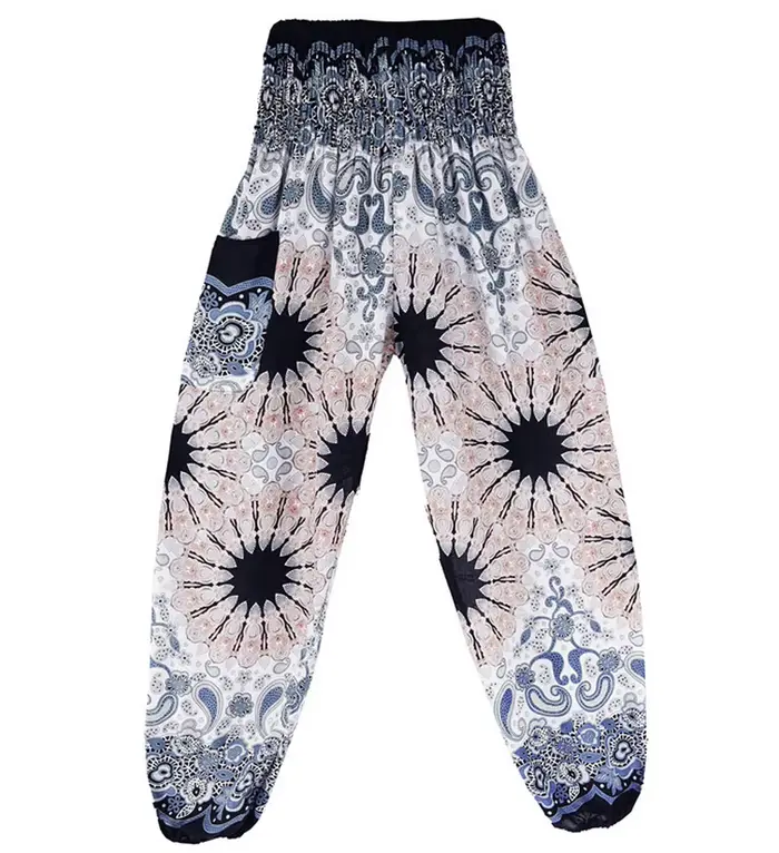Boho Yoga pantalon jambe large femmes Harem bohème Vintage imprimé coupe ample Boho Hippie taille ha
