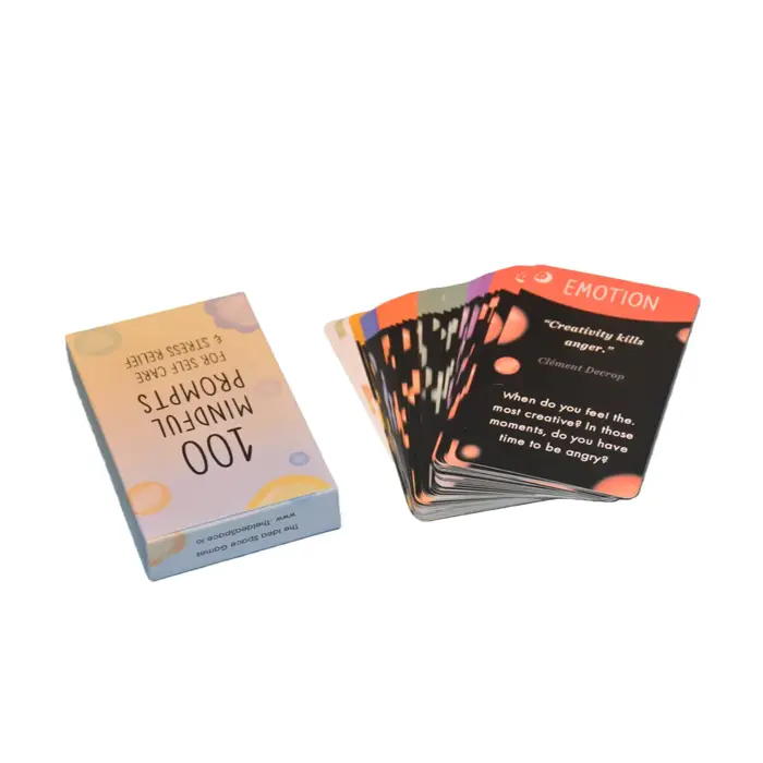 Cartes de méditation pleine conscience, 100 cartes pour l'auto-guérison et le soulagement du stress, cartes de méditation apaisantes émotionnellement, jeu de société pour la relaxation et le soulageme