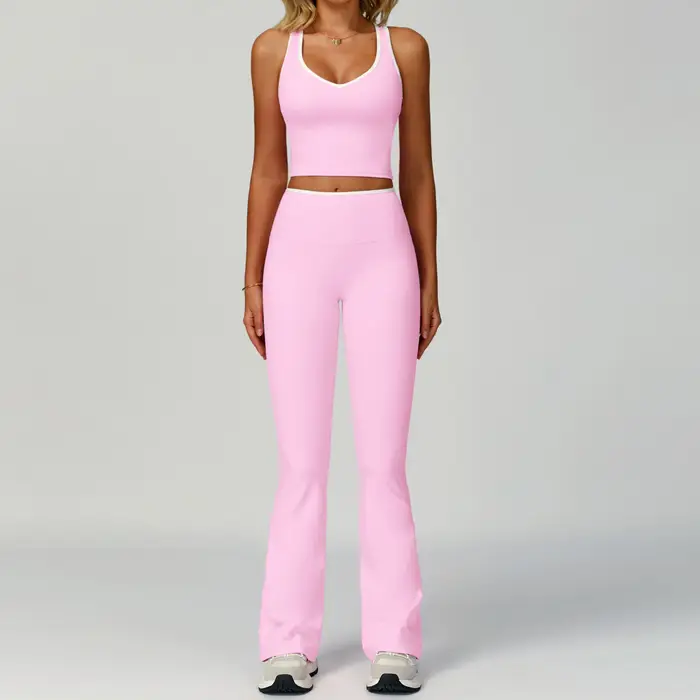 Ensemble de Yoga 2 pièces pour femmes, vêtements de sport, bloc de couleurs, combinaisons de sport,