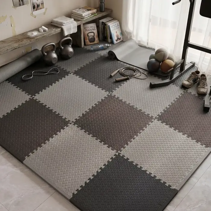Tapis de sol de gym professionnel haut de gamme en caoutchouc emboîtable de qualité supérieure pour entraînement à