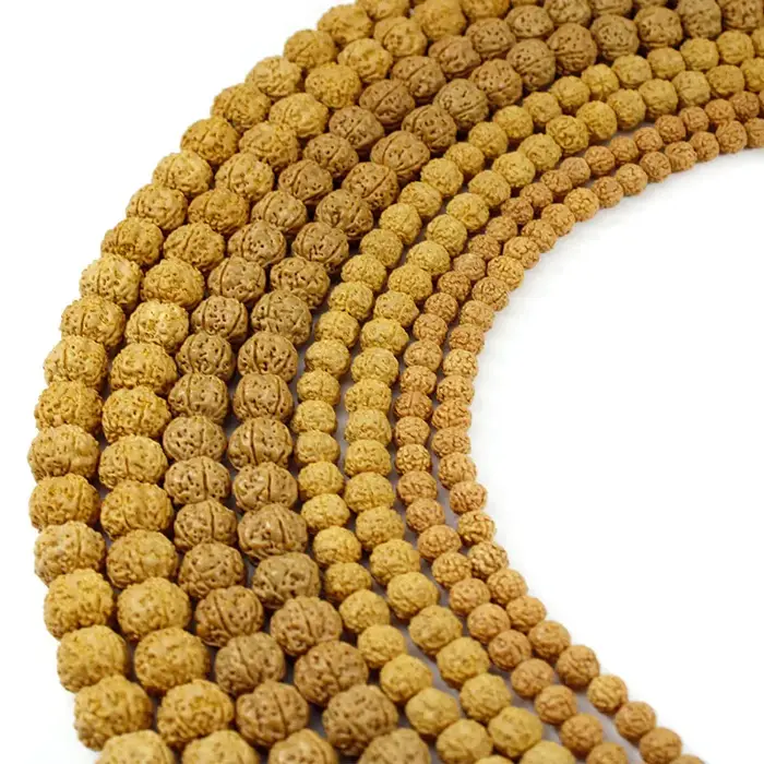 Rudraksha Mala-Perles Bouddhistes Naturelles de 6, 8, 10 et 12mm, Accessoires de Prière et de Médita