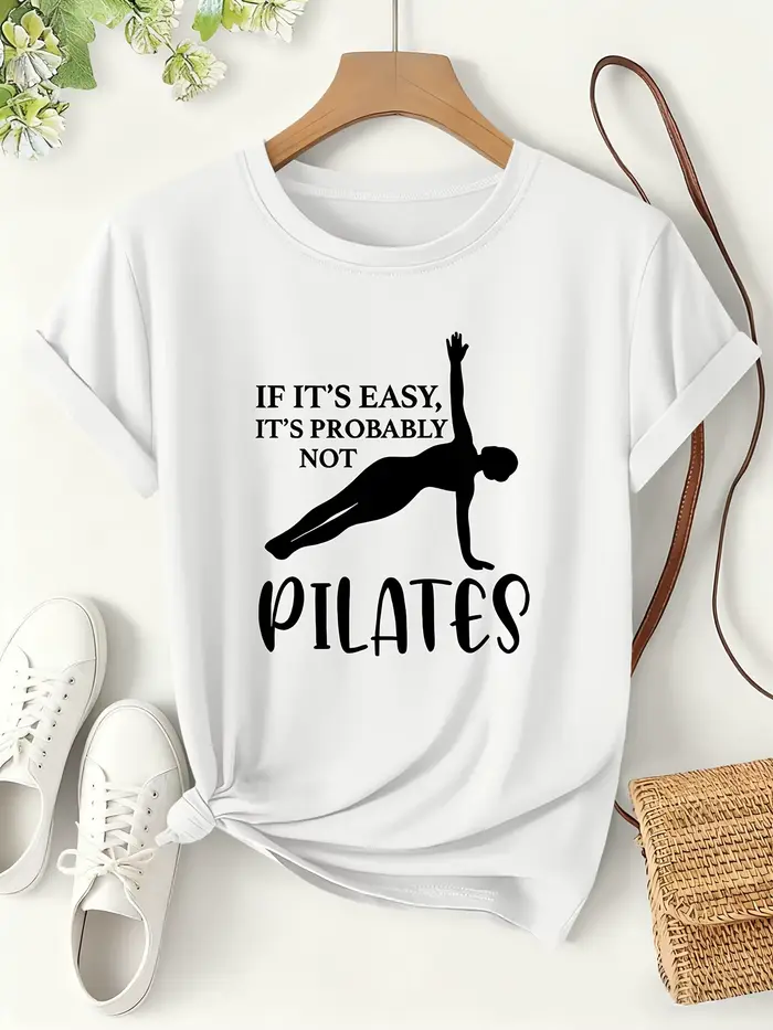 T-shirt de Pilates pour femmes, t-shirts graphiques imprimés avec lettres amusantes, hauts amples à