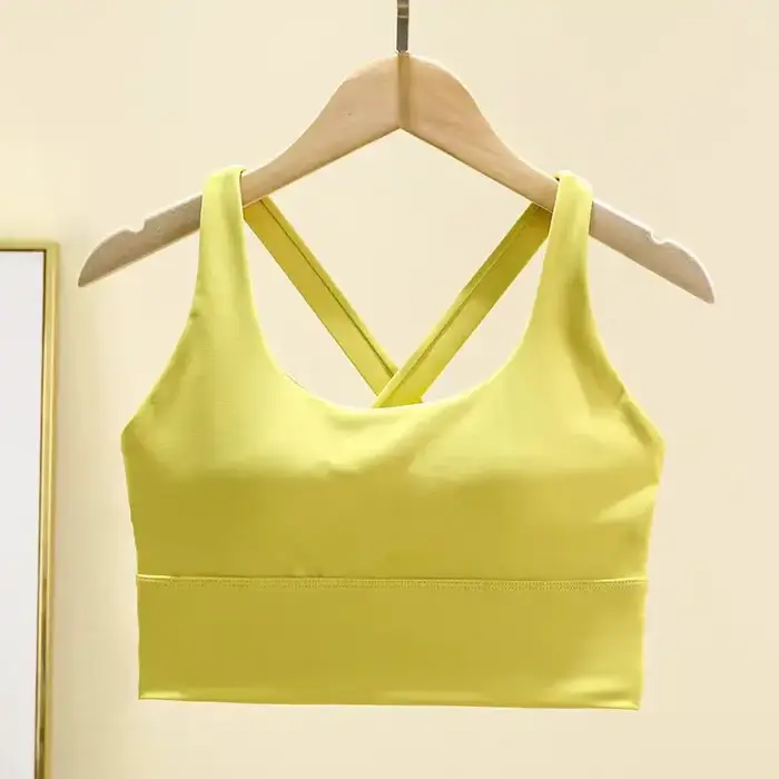 Soutien-gorge de sport à coussin fixe haute intensité, résistant aux chocs, pour course à pied, gymn