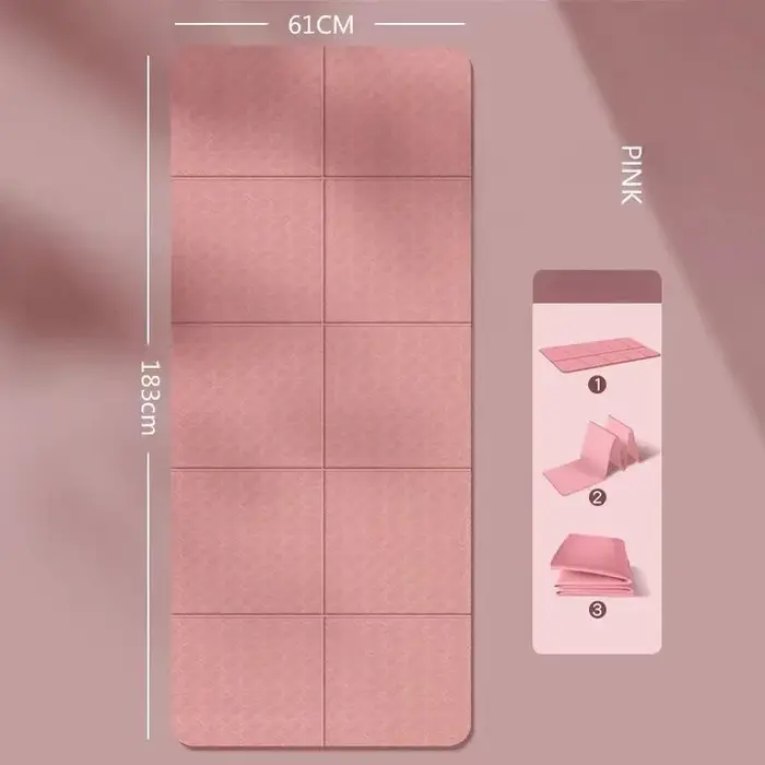 Tapis de yoga pliable, silencieux, écologique, pliable, pour voyage, fitness, exercices, double face, antidérapant, pour Pilates et entraînements au sol, danse