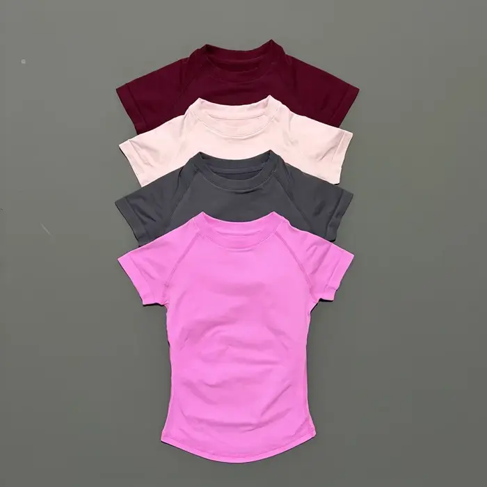 HISTELLO Df Haut de sport uni à manches courtes pour femme