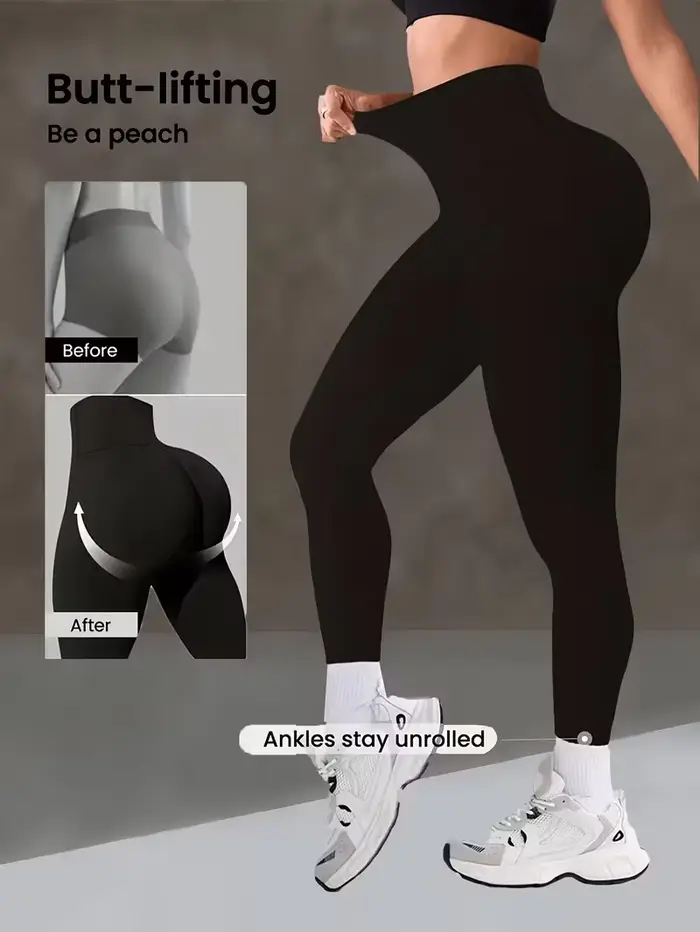 Pantalon de yoga taille haute pour femme, Legging sculptant avec large ceinture, Pantalon d'entraîne