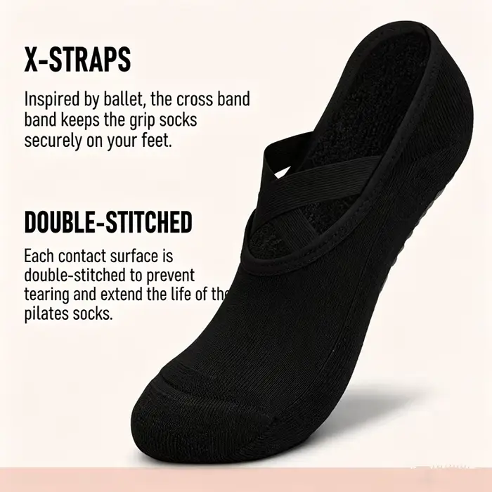 1 paire de chaussettes de Pilates et de yoga antidérapantes pour femmes
