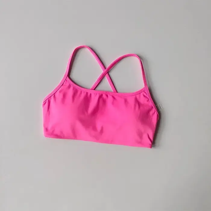 Soutien-gorge de Fitness de couleur unie pour femmes, dos croisé doux, haut de Sport avec coussinet