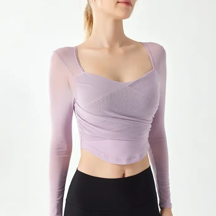Sous-vêtements Yoga costume pour femmes nouveau Pilates à manches longues maille rouge sport séchage