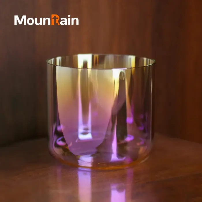 Bol chantant en cristal clair de méditation Muntain Rain Sound de 6 pouces pour la guérison sonore avec maillet en caoutchouc gratuit