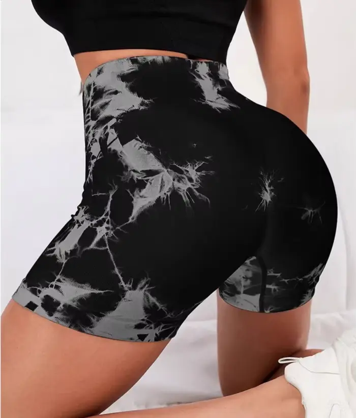 Short de Yoga pour femmes, teinture par nouage, fesses de pêche, pantalon de Fitness en Nylon à séch