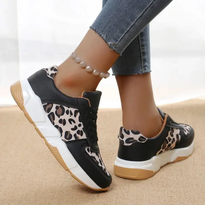 Baskets de Jogging pour femmes, baskets de marche décontractées d'été, tendance, imprimé léopard, co