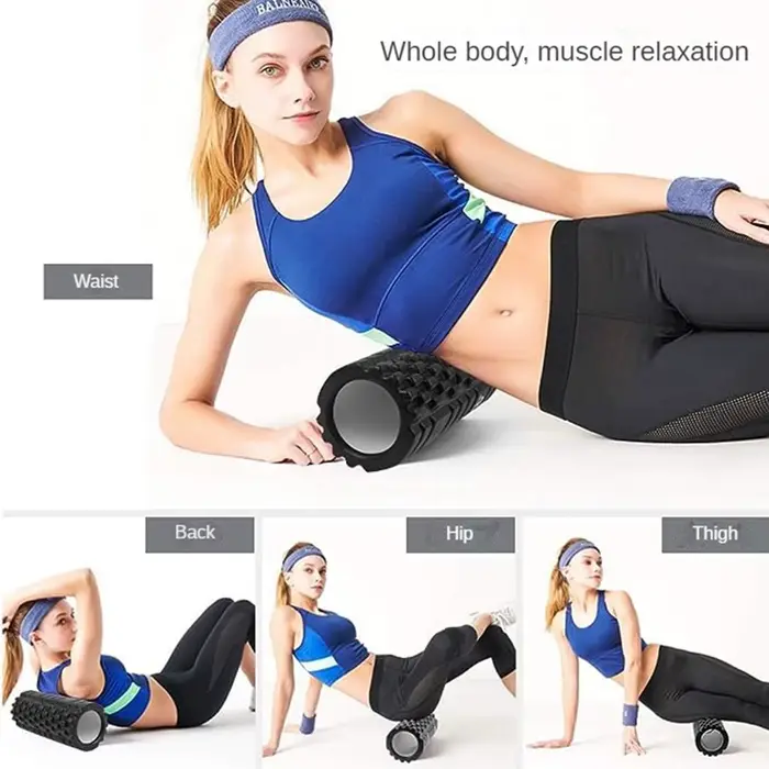 Rouleau de Massage d'axe en mousse de colonne de Yoga de 33cm, Massage musculaire du dos, grille, en