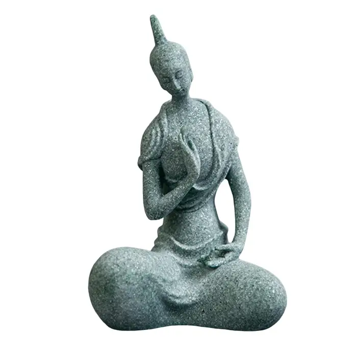 Statue de Bouddha en Méditation, Sculpture en Pierre Naturelle, Ornement de Chambre Adapté au Bureau