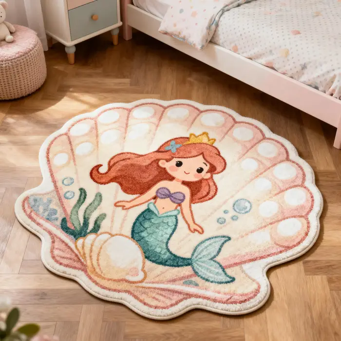 VIKAMA – tapis princesse sirène en forme de coquille