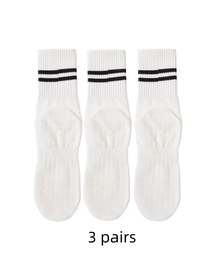 3 paires de chaussettes de yoga, chaussettes de longueur moyenne, pilates de fitness d'intérieur en