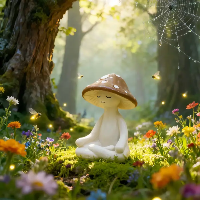 Ornement en résine en forme de champignon pour la méditation