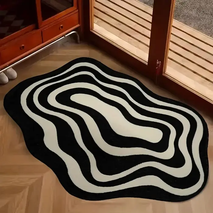 Tapis en flanelle abstrait ondulé irrégulier