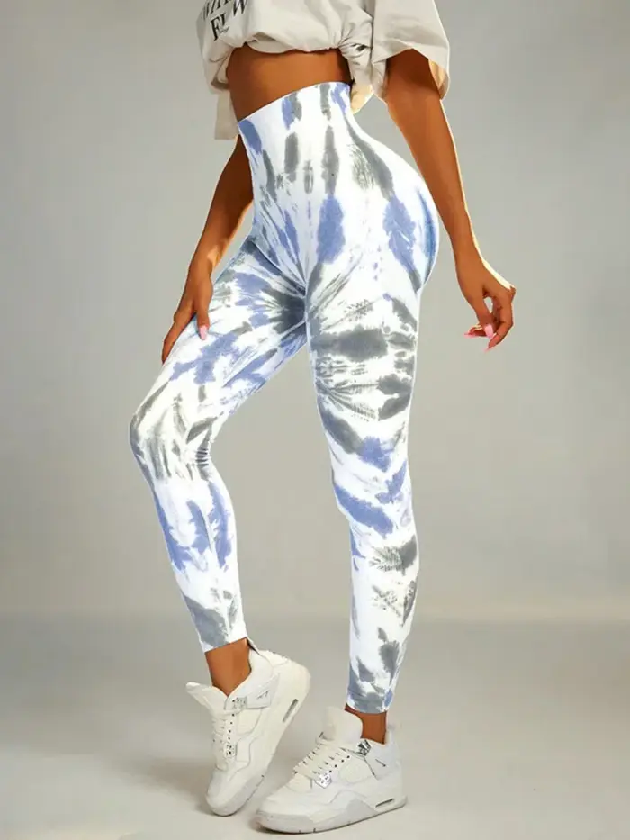 Tie Dye pantalons de Yoga Leggings de gymnastique femmes sans couture taille haute Push Up collants de Sport Scrunch