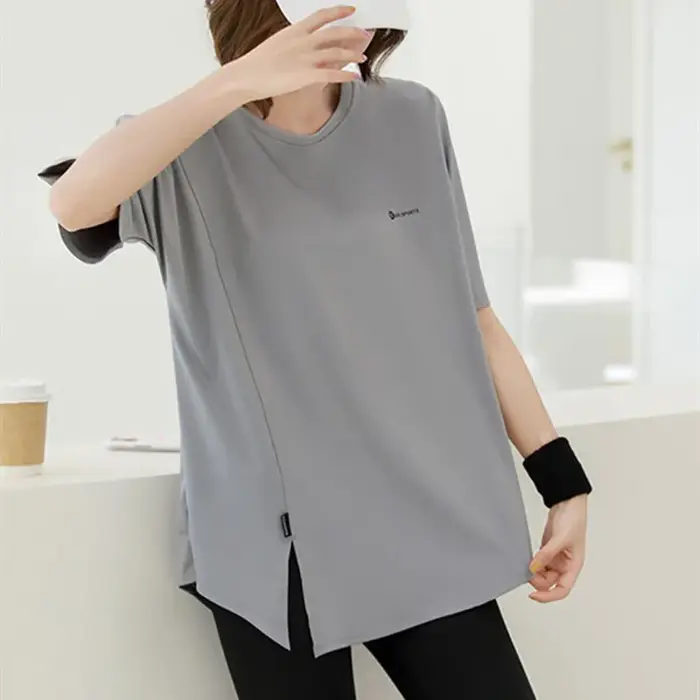 T-shirt de yoga à manches courtes pour femmes, vêtements de sport doux, chemise de fitness à séchage
