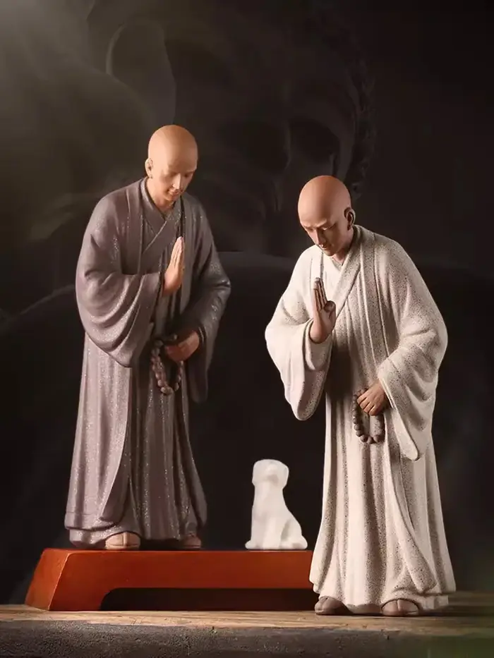 Sculpture de méditation Shami bouddhiste du petit moine Zen