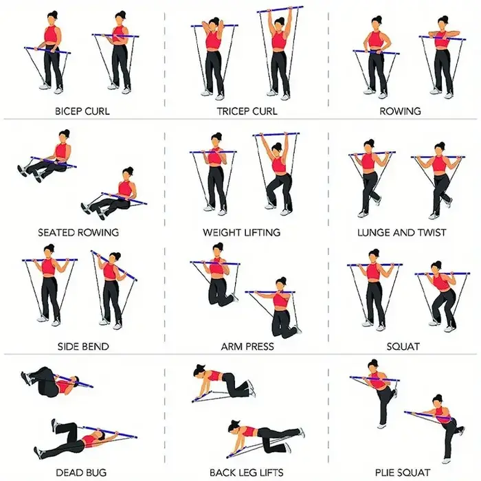 Bâton de Pilates - Barre de fitness réglable pour entraînement à domicile