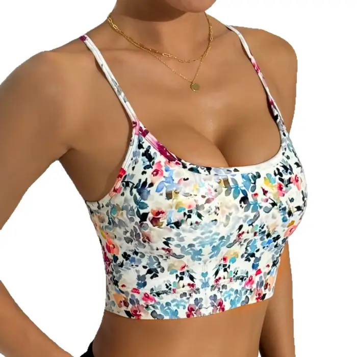 WANAYOU Soutien-gorge de yoga imprimé floral pour femme