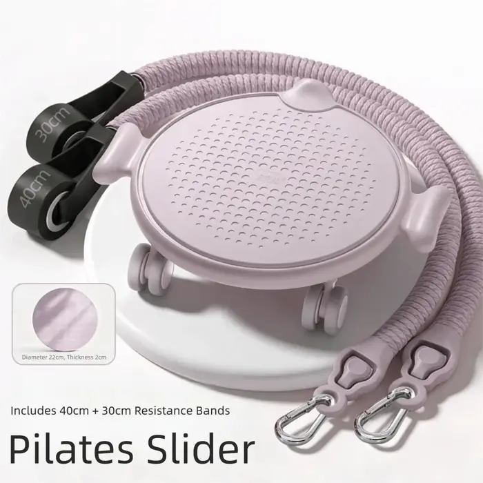 Plateau de glisse Pilates à conception silencieuse avec bande de résistance, grande capacité de charge, disque de glisse abdominal, roue universelle antidérapante