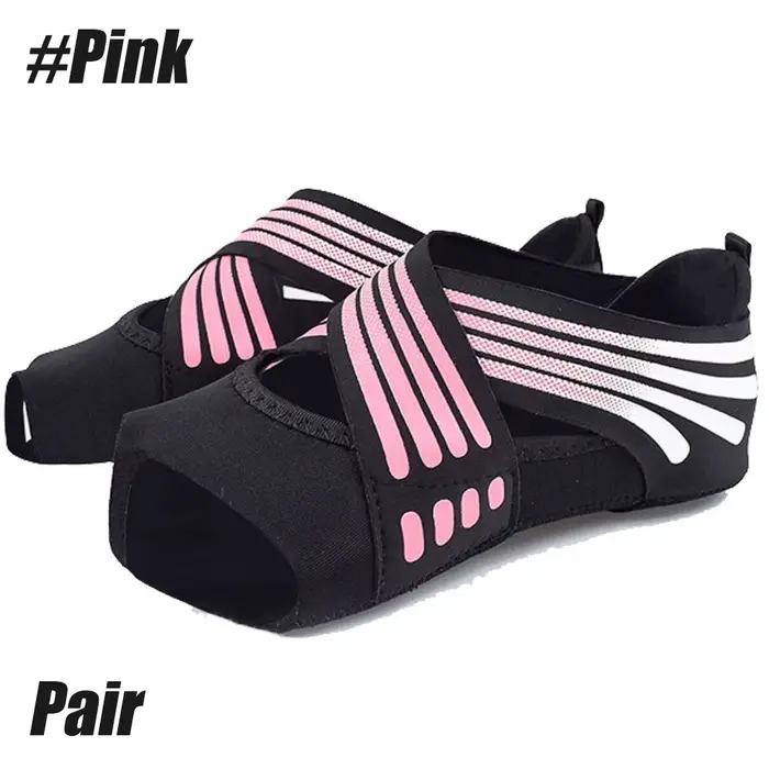 1 paire de chaussettes de Yoga, poignées et sangles antidérapantes sans orteils, pour Pilates, Barre