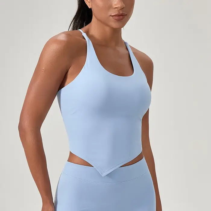 Débardeur de yoga rembourré effet seconde peau pour femme, séchage rapide, extensible, pour la cours