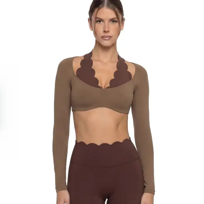 Tenue de yoga effet deux pièces color-block avec coussinet de poitrine