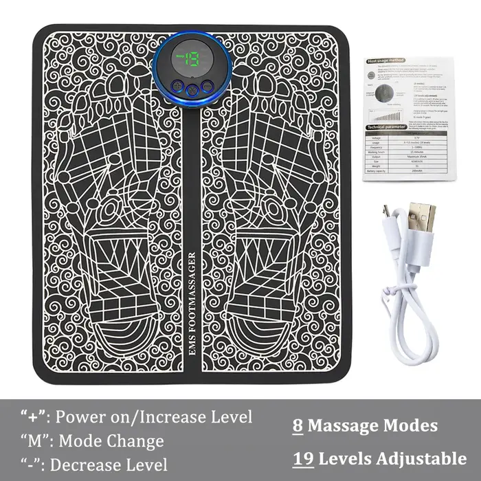 Tapis de Massage des pieds EMS électrique TENS, tapis de Massage pliable, Stimulation musculaire, Fi