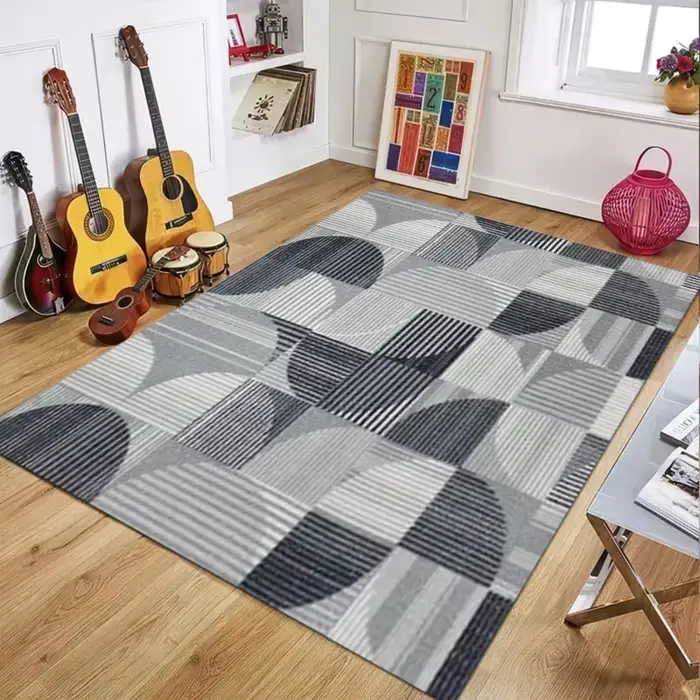 Tapis d'intérieur gris vintage à motifs floraux