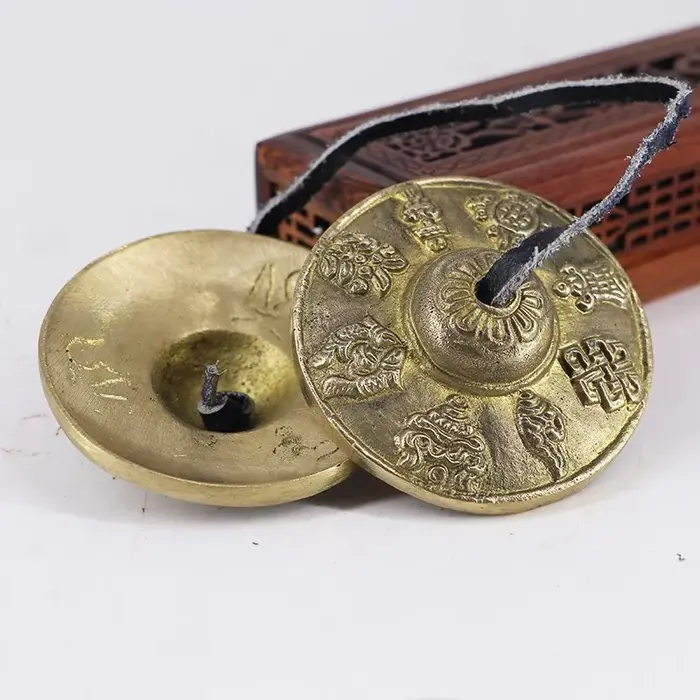 Cymbales méditation Gong tibétain Tingsha sanskrit carillon en laiton cloches pour la guérison spirituelle pleine conscience Yoga bouddhiste