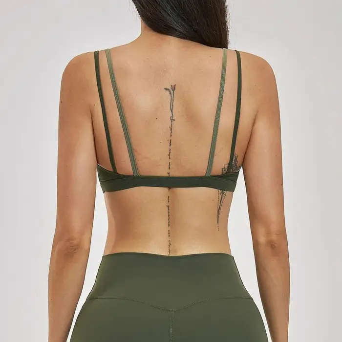 Soutien-gorge de sport Ningyu pour femme, dos nu, effet deux pièces, couleurs contrastées, sous-vête