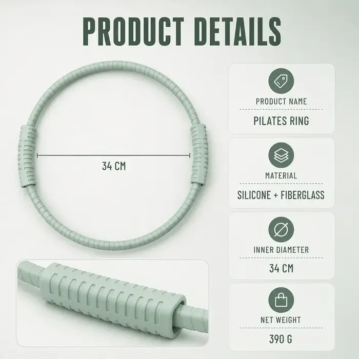 Anneau de Pilates Magic Circle Détachable avec Noyau en Fibre de Verre et Silicone